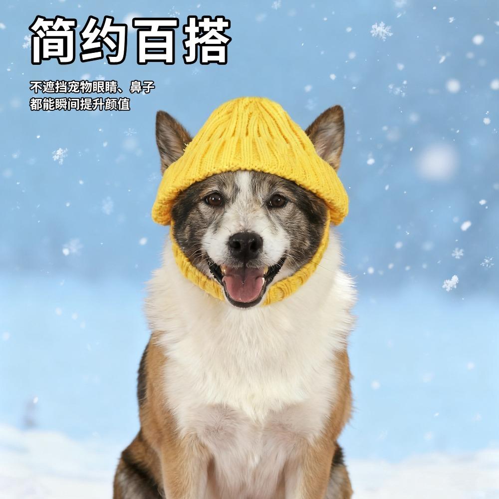 Pet knitted wool hat autumn and winter warm cat dog leaking ear knitted hat Christmas pet decoration supplies