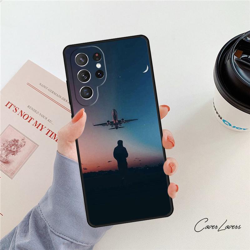 Aircraft Airplane Fly Travel phone case For Samsung Galaxy S24 S25 S23 S22 Ultra Note 10 20 Plus S20 S21 FE Cover