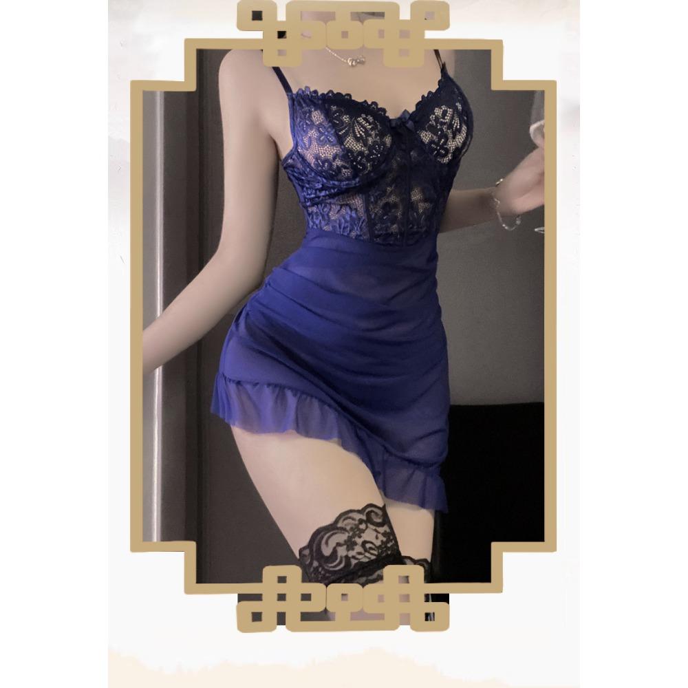 Man Desire Erotic Underwear Women's Pure Desire Lace Hip Skirt Uniform Temptation Suit with Steel Rim Small Chest Pajamas 9347