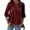 Women's Summer Style Pullover Round Neck Loose Three-quarter Sleeve T-Shirt for Women