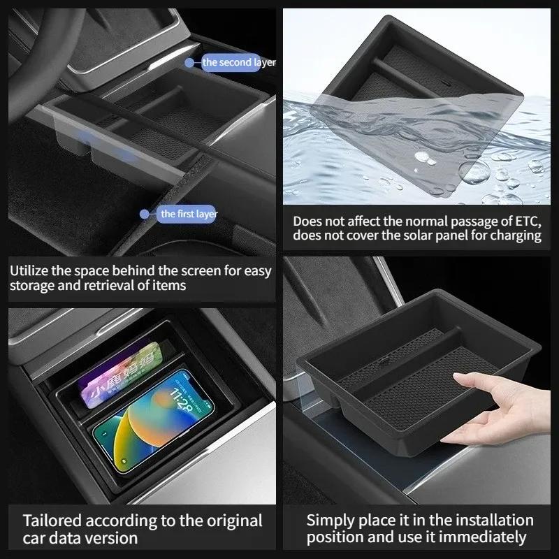 For Tesla Model 3/3 Highland Model Y/Y Juniper Central Control Armrest Box Storage Box Organizer Tray Cubby Drawer Accessories
