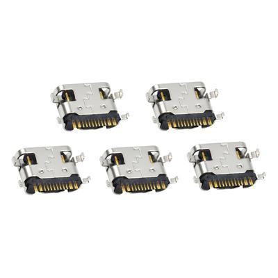 5 Peças Porta de Conexão Tipo-C Horizontal Fêmea 16 Pinos 4 Pernas Placa de Imersão 1.6