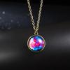 Yousheng Pendant Necklace Personality Double Sides Glow in The Dark Vintage Colorful Galaxy Glass Ball Necklace Jewelry Accessory