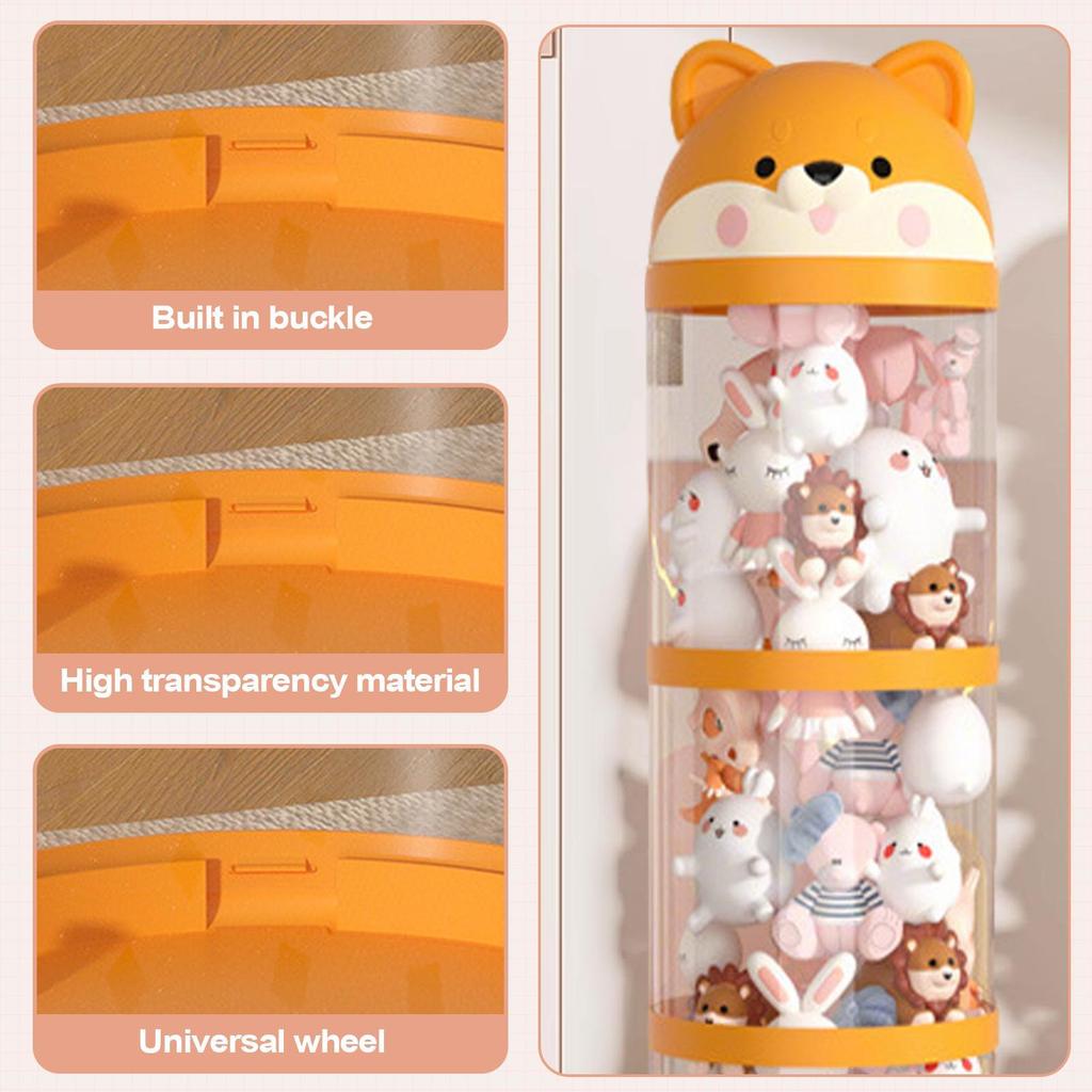 Doll Storage Bucket Children Doll Doll Transparent Storage Tube Models Large Capacity Plush Toy Zipper Storage Frame