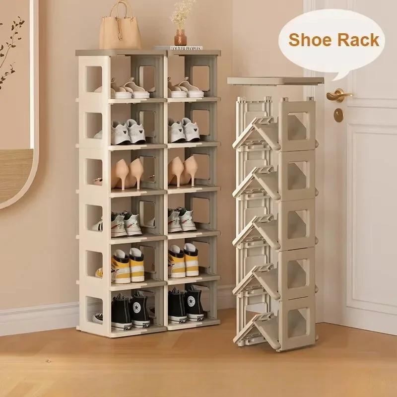 Stackable Shoe Hanger Rack Foldable Storage Rack Multiple Layers Shoe Organizer Sneaker Shoes Box Installation-free Shoe Cabinet