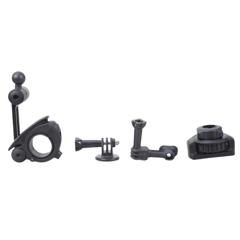 17mm Ball Head with 1/4in Adapter & Action Camera Bracket Motorcycle Bike Handlebar Camera Mount Rotating Holder Clamp
