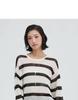 Women's Summer Striped Linen Knitwear: Openwork Long Sleeve Loose T-shirt Cardigan