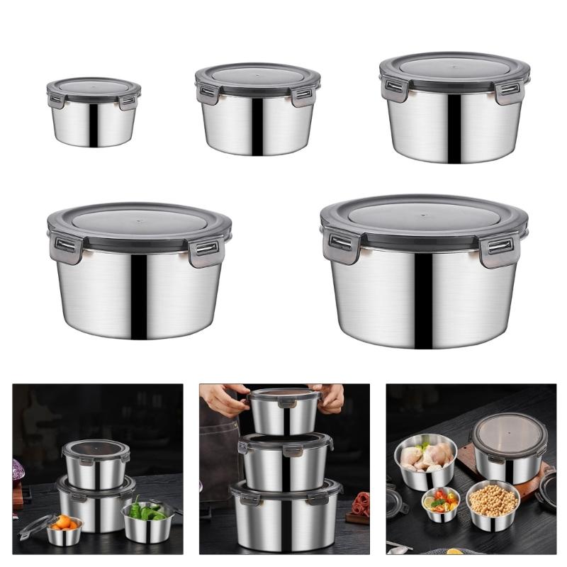Large Capacity Stainless Steel Food Storage Container Leak Proof Lunch Box with Lid Metal Crisper for Home and Office