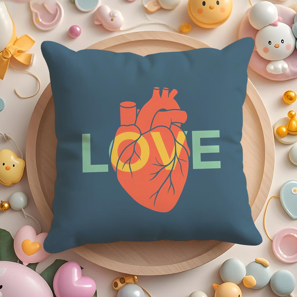 Heart Art Cushion Cover Short Plush DoubleSided Printing Home Machine Washable In Warm Winter Pillow Cover