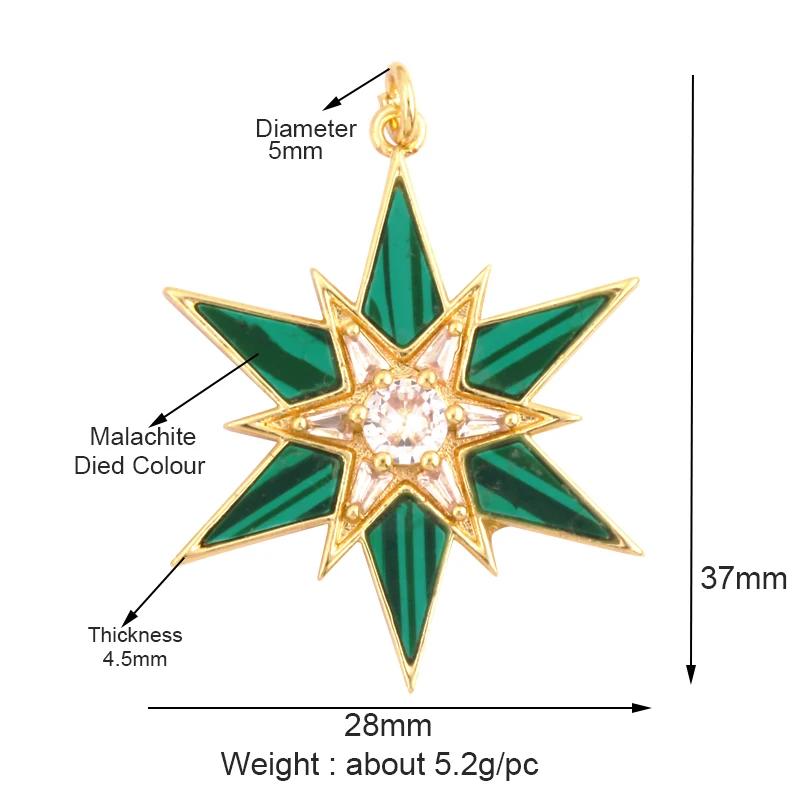 New Trendy Shining Space Sun Moon Star Charm Pendant, Gold Inlaid Cubic Zirconia Jewelry Necklace Bracelet Making Supply L44