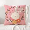 Cute Bunny Easter Cushion Cover Natural Linen Organic Fabric Double-Sided Printing Sofa Home Decor Gift Pillow Cover