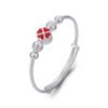 S990 Silver Bracelet Women's Korean Edition Minimalist Red Dropped Oil Clover Bracelet Fashion Hand Decoration Foot Silver Bracelet