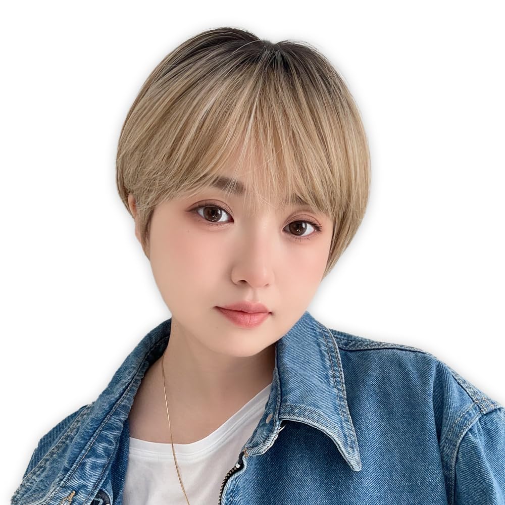 

Парик Короткий Полный Парик Боб Градиентный Блонд Парик [Brightlara] Женский Мужской hf138-RXC