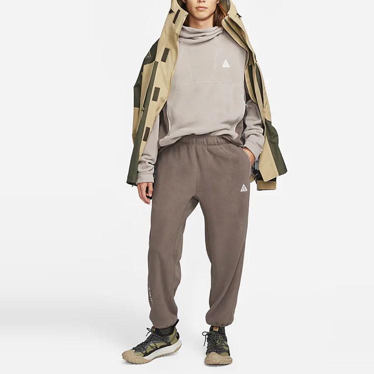 Nike ACG Polartec Wolf Tree Logo Elastic Cuff Mid-Waist Knit Joggers Men Bottoms Grey-Brown CV0659-004