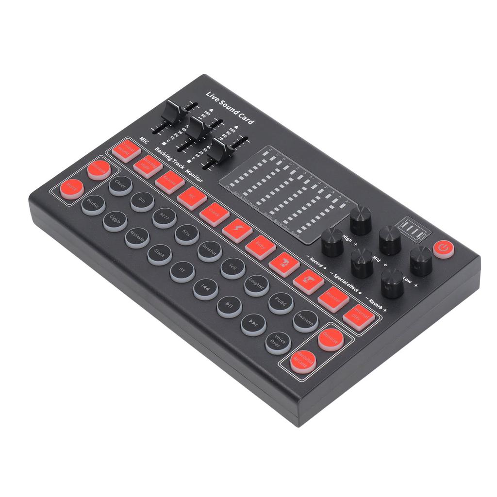 Voice Changer Sound Board LED Display Noise Reduction Bluetooth Dual Channel Live Sound Card for Recording