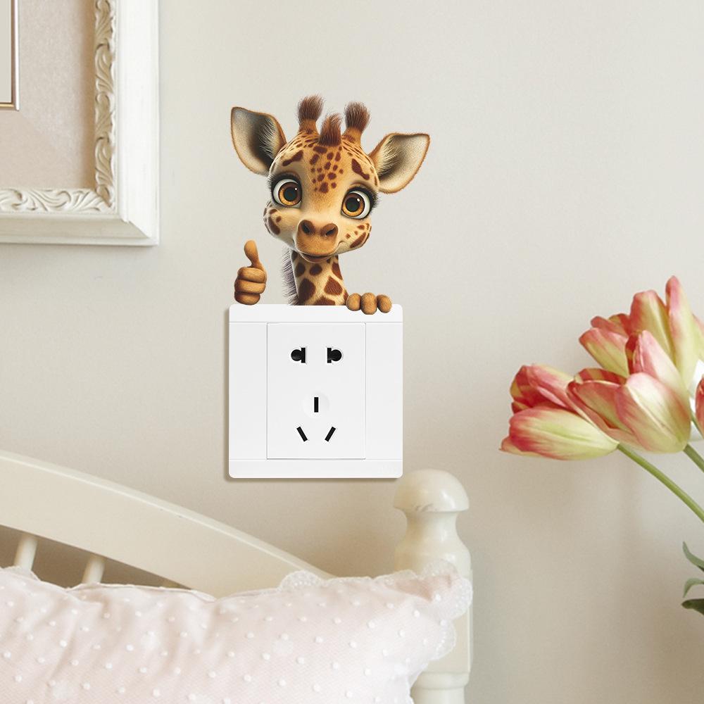 Self-adhesive Switch Stickers Cute Giraffe Thumbs Up for Bedroom Living Room Kids Room Home Decor