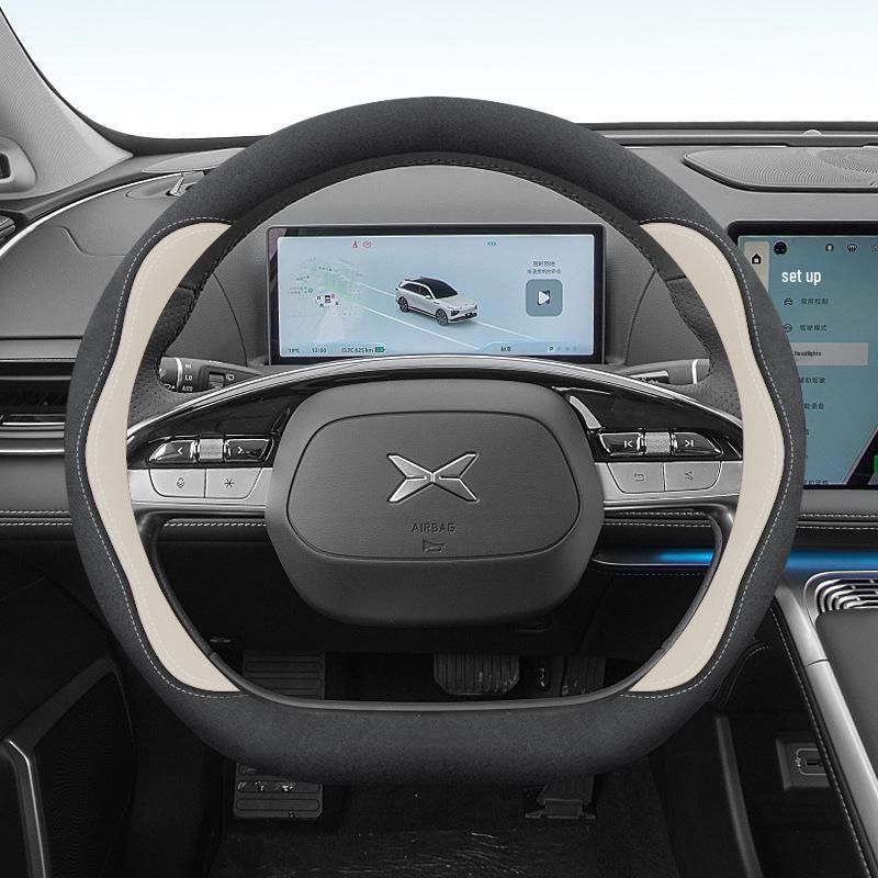 Xiaopeng G6 Steering Wheel Cover: Fits 24 Models, Compatible with X9, P7, P5, M03, G9, G3, Suede, No Sewing Needed