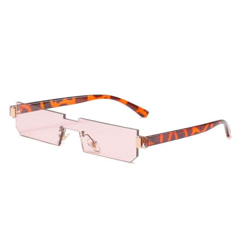 SO&EI Mote Kantløse One Piece Rectangle Solbriller Dame Retro Gradient Shades UV400 Menn Trending Firkantede Rosa solbriller