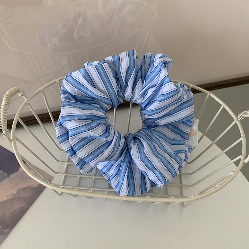 Striped Blue Color Scrunchies Large Size Hair Ties Fresh Sweet Elastic Hair Band Women Hair Accessories