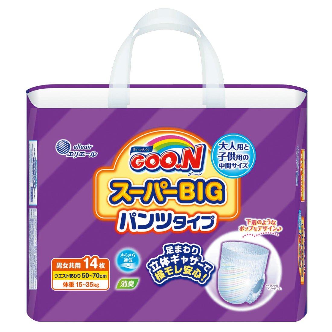 

Big Super Big Pants Diapers [Super Pants] Goo.N (15-35kg) 14-pack білий
