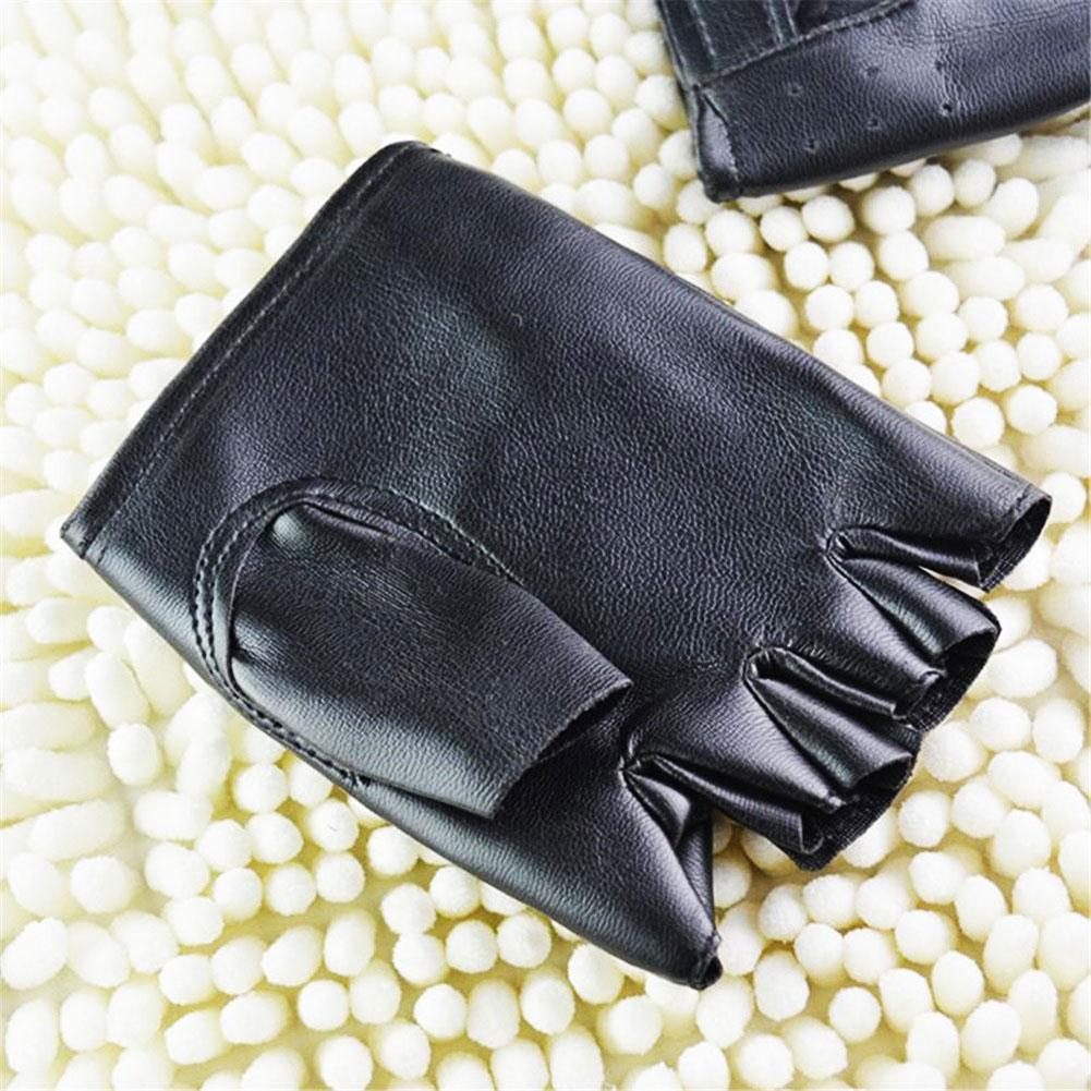 Punk Fingerless Gloves Half Finger Punk PU Leather Gloves Unisex Black PU Leather Fingerless Gloves Punk Hip-Hop Gloves Black