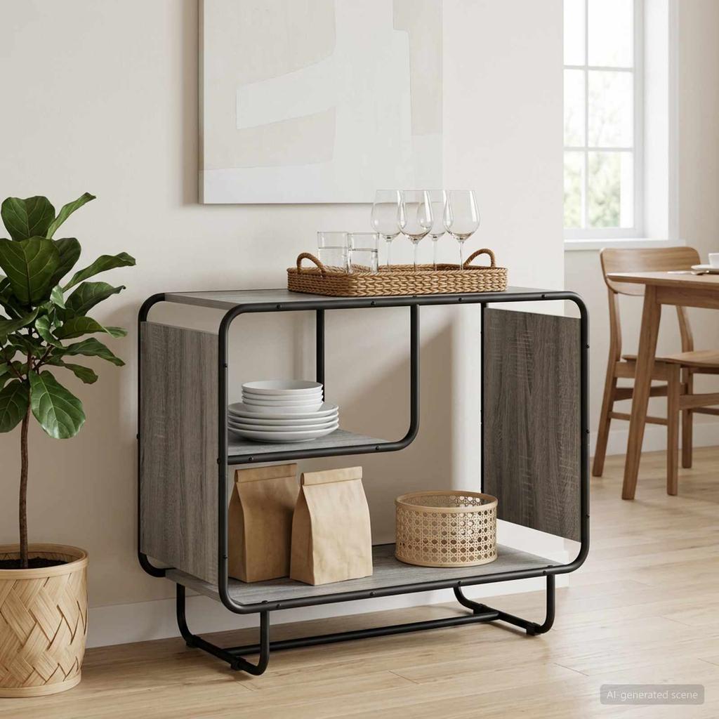Sideboard Sonoma Grey 80 X 37.5 X 64.5 Cm Engineered Wood
