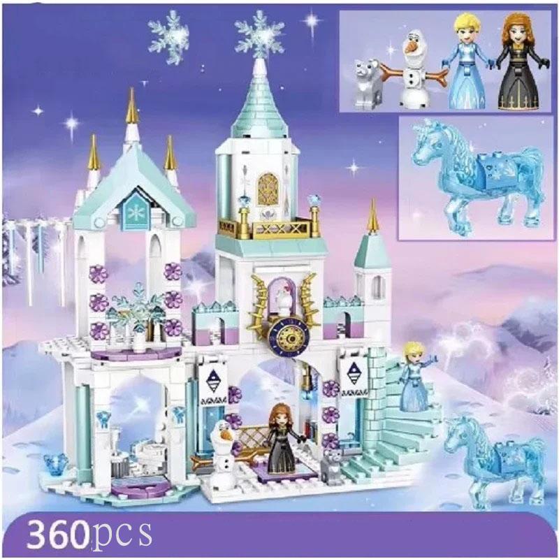 Anime character Ice and Snow Castle Princess block building blocks children's assembly small particle puzzle toys holiday gifts