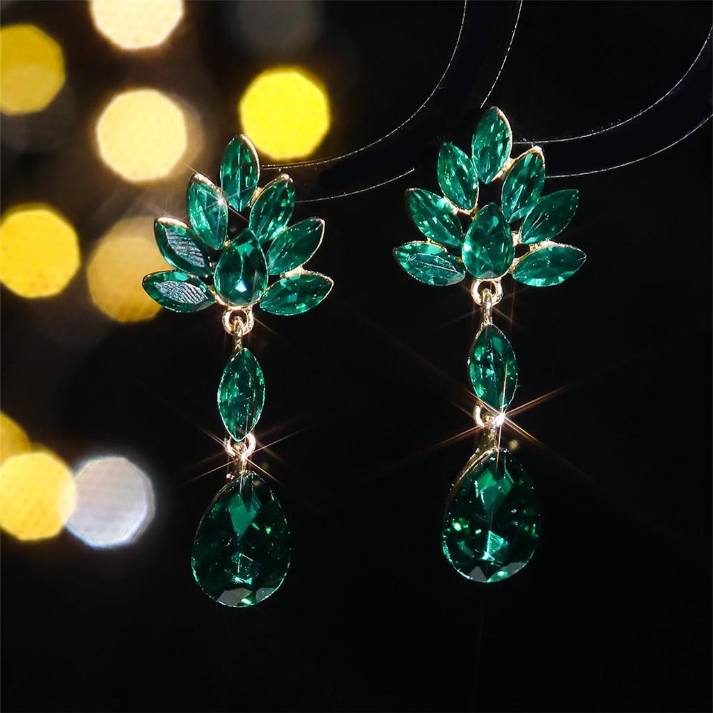 European and American Luxury Colorful Rhinestone Flower Stud Earrings for Women