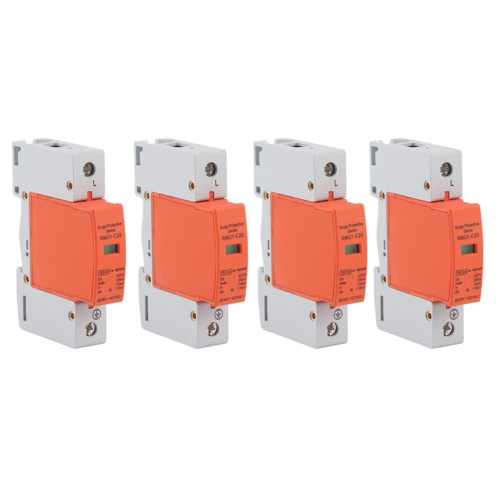 4PCS 1P Protective Device 420V DIN Rail Mounting House Arrester RMU1-C20/40 Lightning Protection Power System
