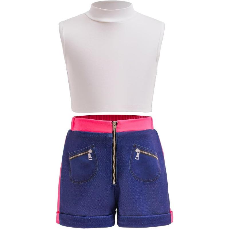 Rumi Costume Kids Girls Pop Singer Halloween Outfit Include Jacket,Tshirt,Shorts