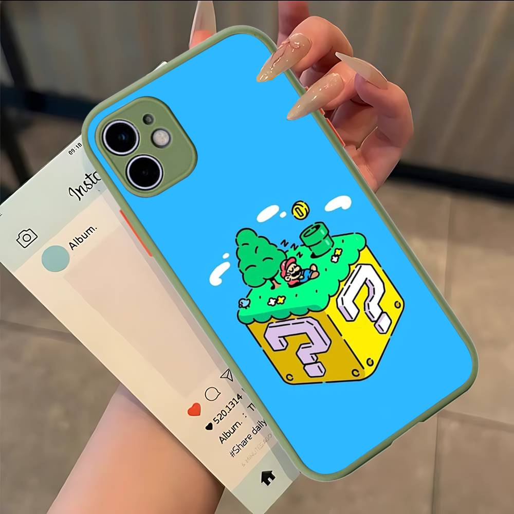 Super Game M-Mario Phone Case For IPhone 13 12 X XS MAX Pro Max 16 15 11 14 Pro Max Shockproof Matte Cover