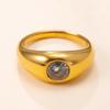 Fashion Stainless Steel Ring for Women, Simple Style Cast Round Zircon Ring