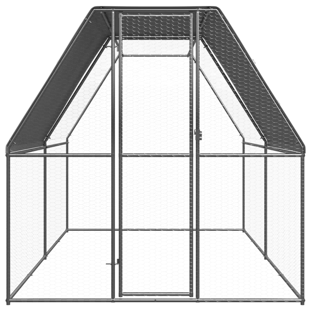 Vidaxl Outdoor Chicken Coop, 2X4X2 M, Galvanized Steel