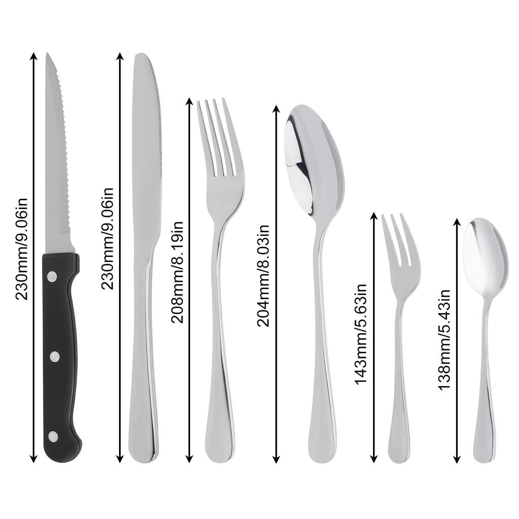 24pcs Stainless Steel Tableware Set Food Grade Tableware Fork and Spoon Set Mirror Finished Utensil Sets