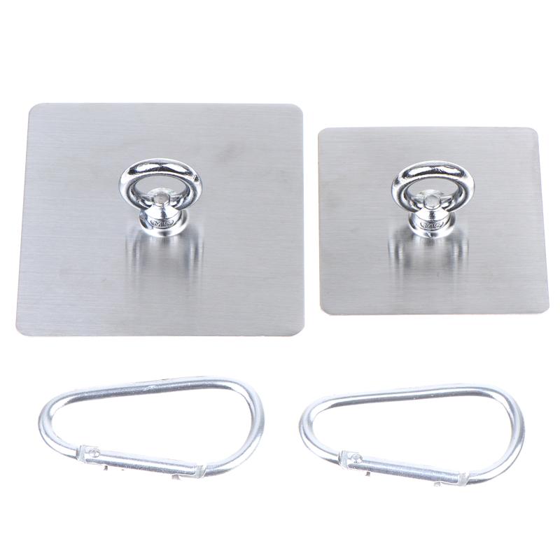 2Pcs Stainless Steel Ceiling Hooks Heavy Duty Adhesive Hooks No Drill Hanging Hooks For Lanterns Plants Hammocks