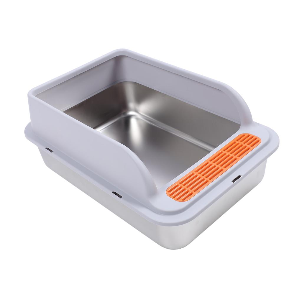 Extra Large Cat Litter Box Large Capacity Stainless Steel Splash Proof Open Top Easy To Clean for Multiple Cats Light