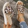 Fashion Women's Leopard Print Wedge Sandals Summer 2025 Lightweight Non Slip Platform Slippers Woman Thick Sole Peep Toe Beach Sandalias
