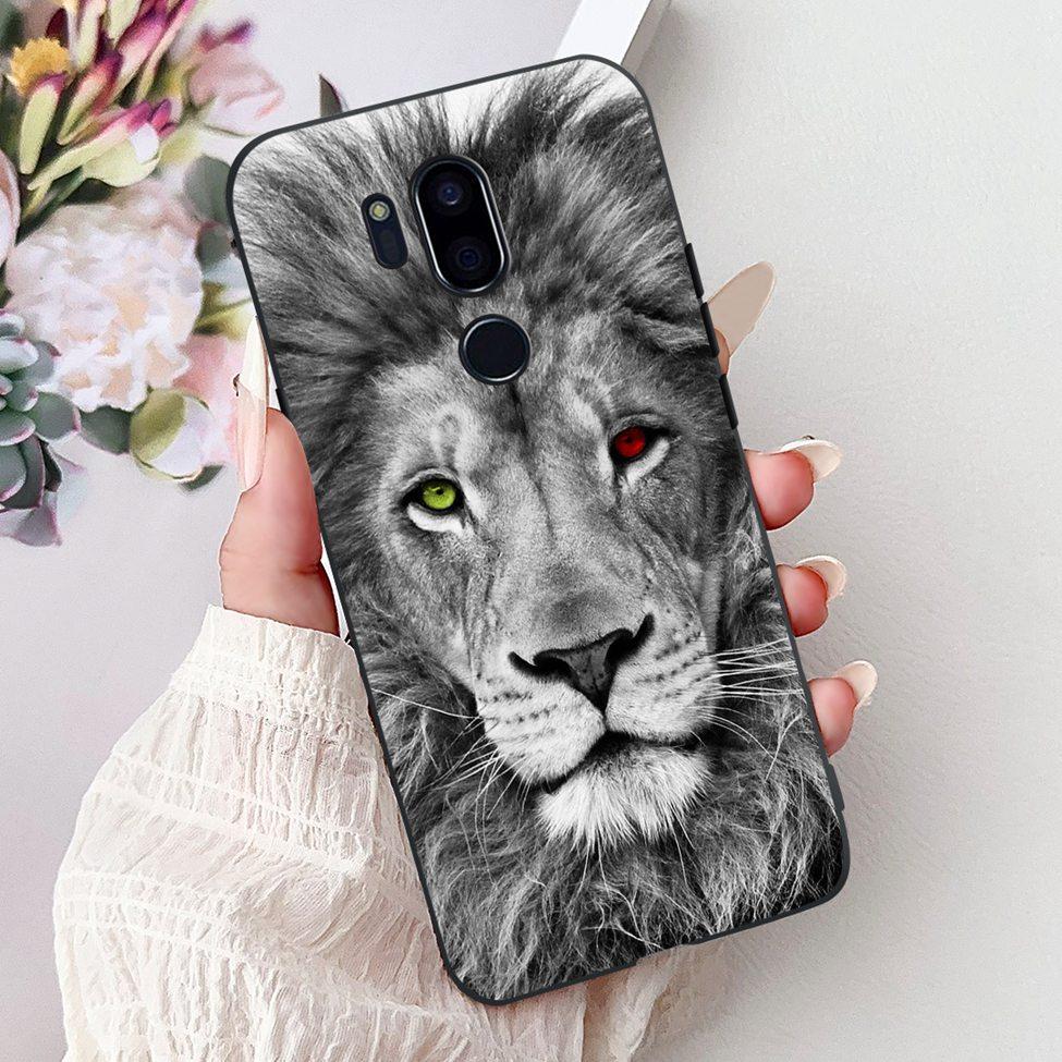 Para LG G7 ThinQ Funda Silicona Negra Gato Lindo Flores de Moda Trasera Pintada Genial Para LG G7ThinQ Funda de Teléfono LMG710EM