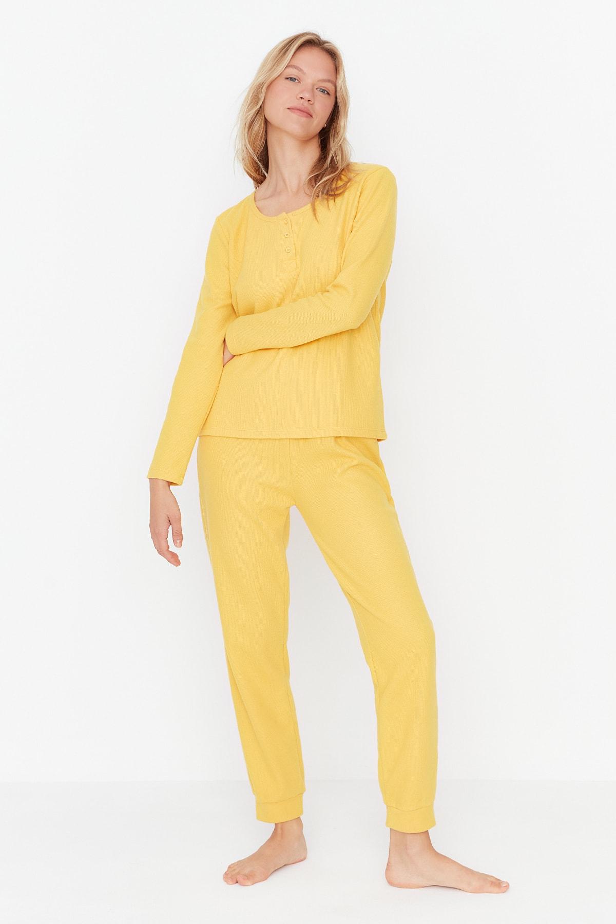 

Пижамный Комплект - Желтый - Однотонный