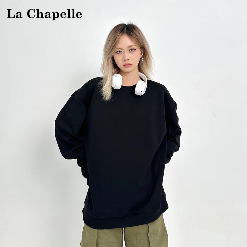 La Chapelle American Style Unlined Drop Shoulder Round Neck Sweatshirt