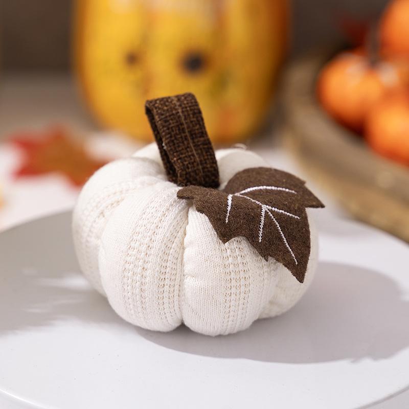Thanksgiving Orange Pumpkin Knitted Hanging Ornaments for Indoor Decor