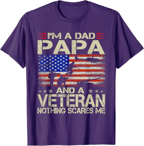 Im A Dad Papa and Veteran Funny Retro Dad Papa Grandpa TShirt for Women Unisex Fashion Usa Flag Graphic Outfit 4th of July Tees