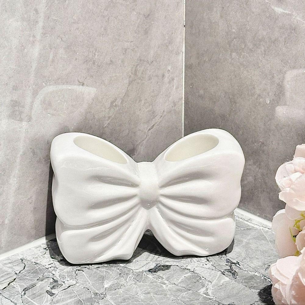 Bow Shaped Toothbrush Holder Creative Bathroom Toothbrush Stand Elegant Makeup Brush Rack Toilet