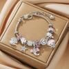 Pink Marine Style Zinc Alloy Starfish and Clown Fish Pendant Shell Beaded Bracelet-Trendy Women's Gift