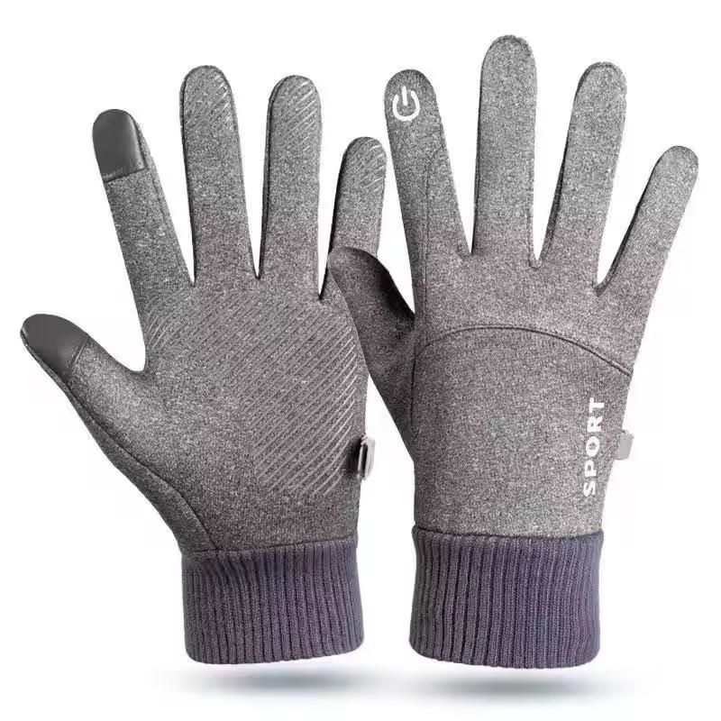 Black Winter Warm Full Fingers Waterproof Cycling Outdoor Sports Running Motorcycle Ski Touch Screen Fleece Gloves