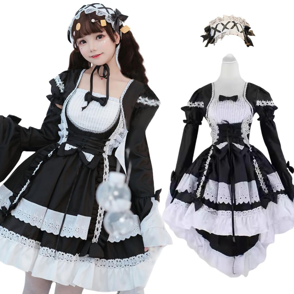 [Milky Time] Fishtail Lolita Dress with Hemline Made, 2-Way (Black)