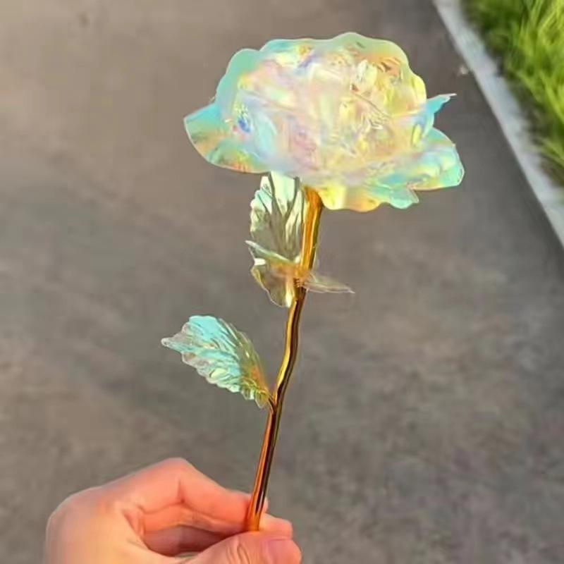 Eternal Rose Gold Foil Flower Gift Box with Plastic Cover