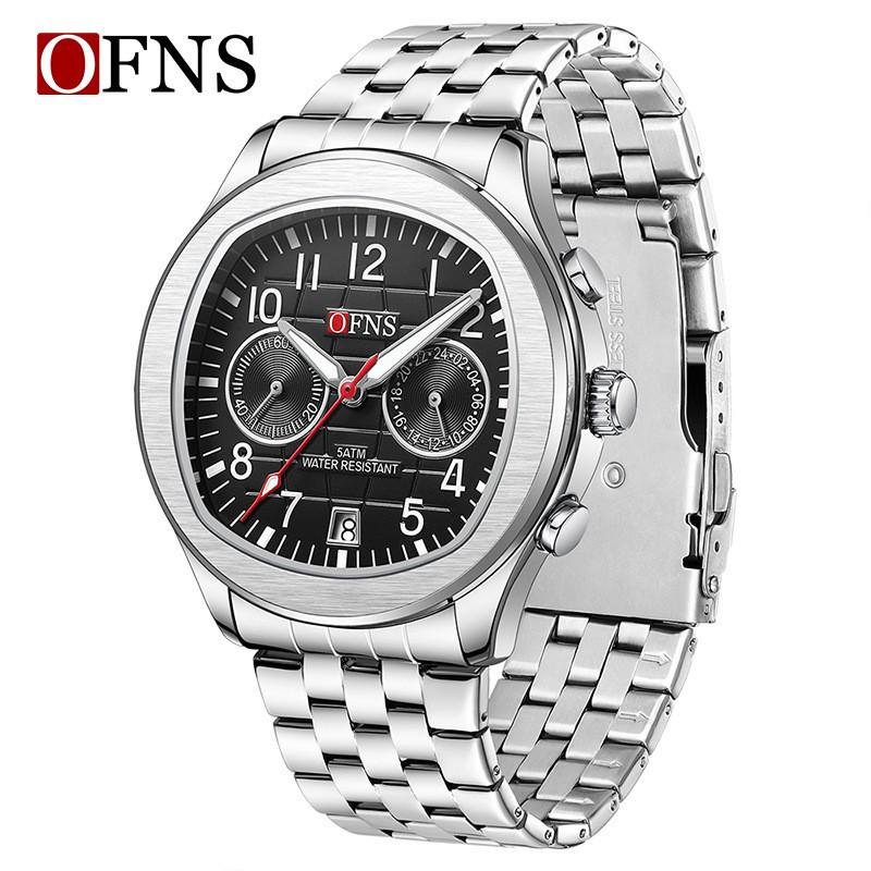 OFNS Men s Quartz Watch with Double Calendar, Luminous Hands, Waterproof, Outdoor Sports Fashion.
