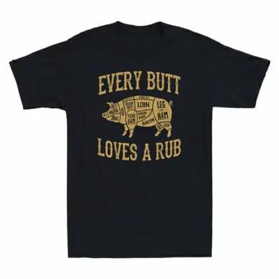 Every Butt Loves A Rub Funny Pig Pork BBQ Grill Novelty Vintage Men's T-Shirt