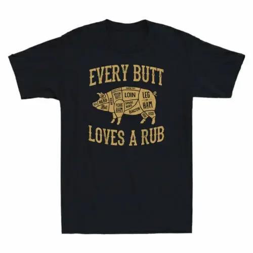 Every Butt Loves A Rub Funny Pig Pork BBQ Grill Novelty Vintage Men's T-Shirt